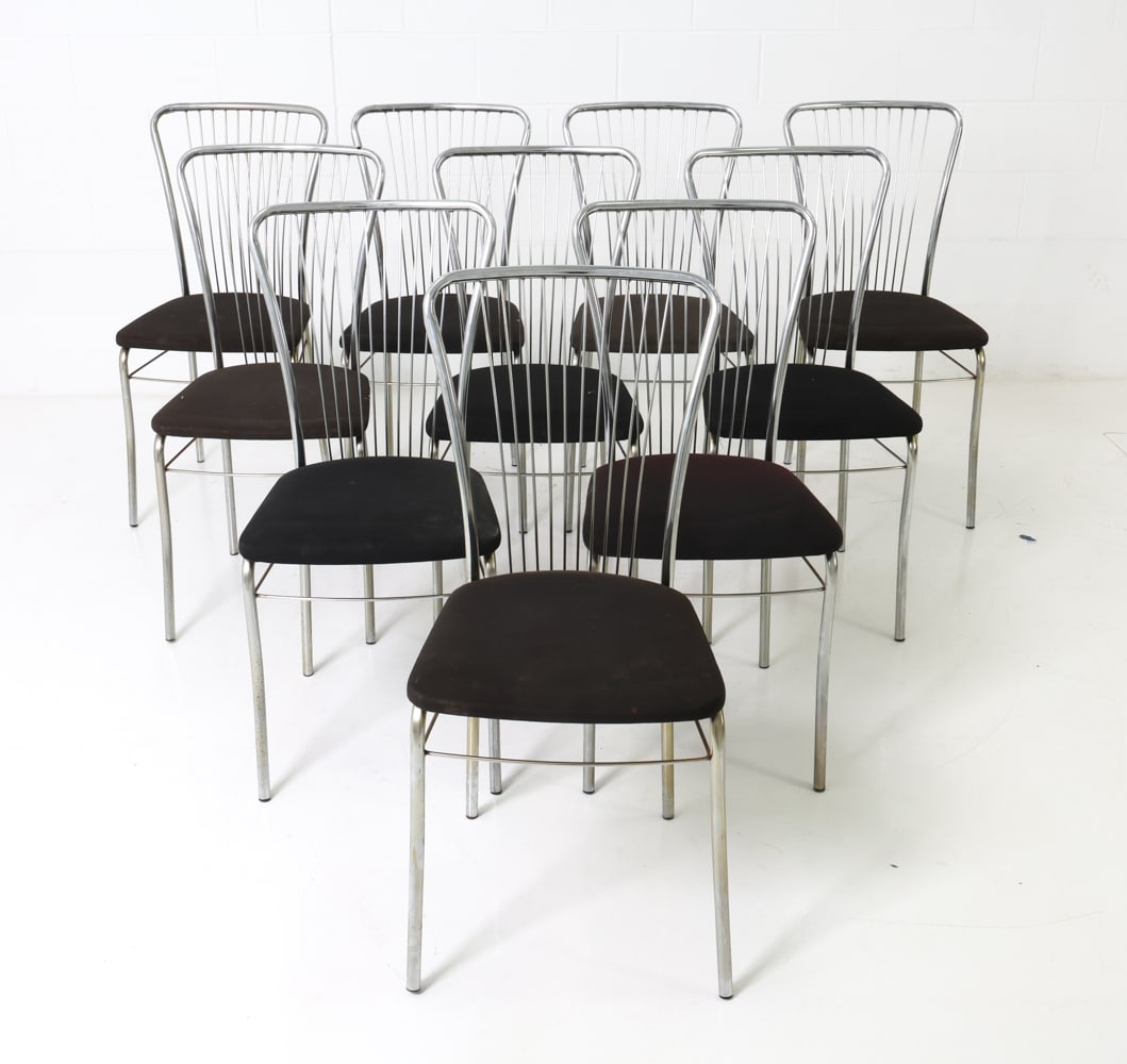 (10) ITALIAN CHROME DINING CHAIRS C. 1970S (1 of 15)