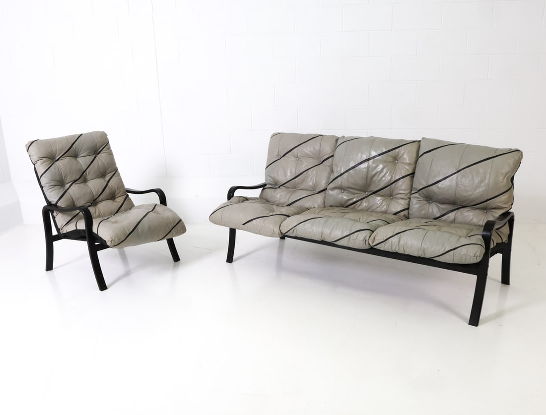 GOTE STYLE SWEDISH LEATHER SOFA & LOUNGE CHAIR (1 of 15)