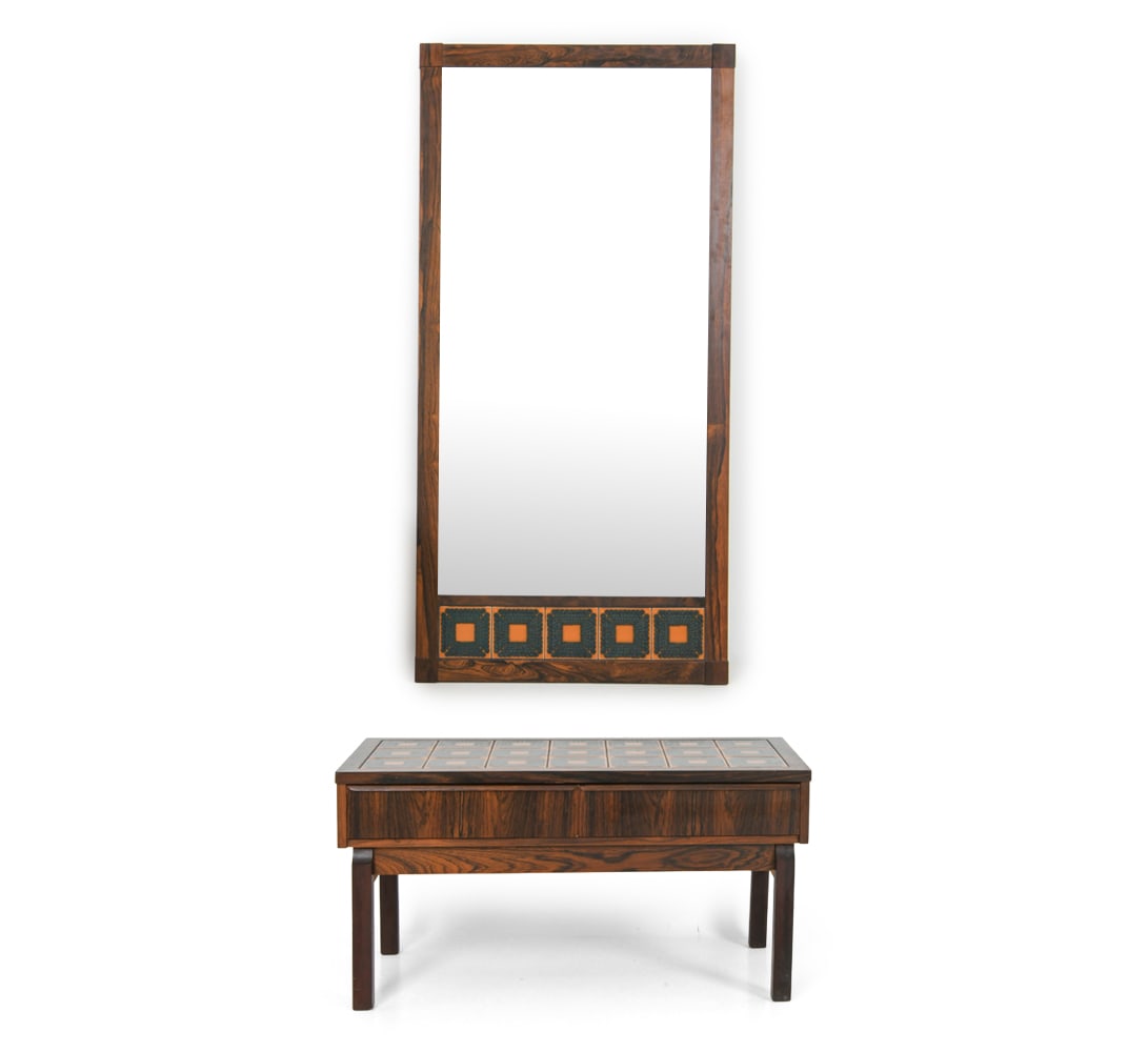 ERIK WORTZ DANISH ROSEWOOD & TILE CHEST W/ MIRROR (1 of 17)
