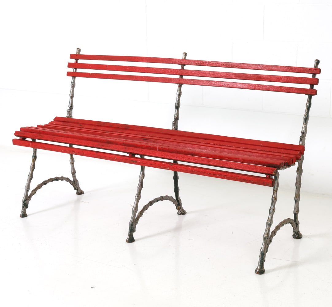 ANTIQUE IRON & PINE GARDEN BENCH (1 of 17)