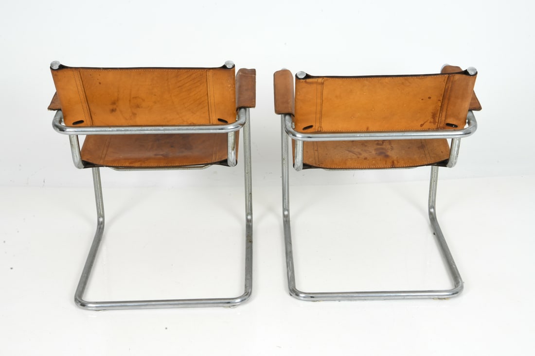 PAIR STAM & WEGNER STYLE ITALIAN LEATHER CHAIRS - 10