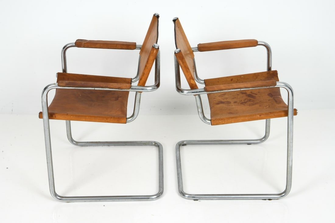 PAIR STAM & WEGNER STYLE ITALIAN LEATHER CHAIRS - 11