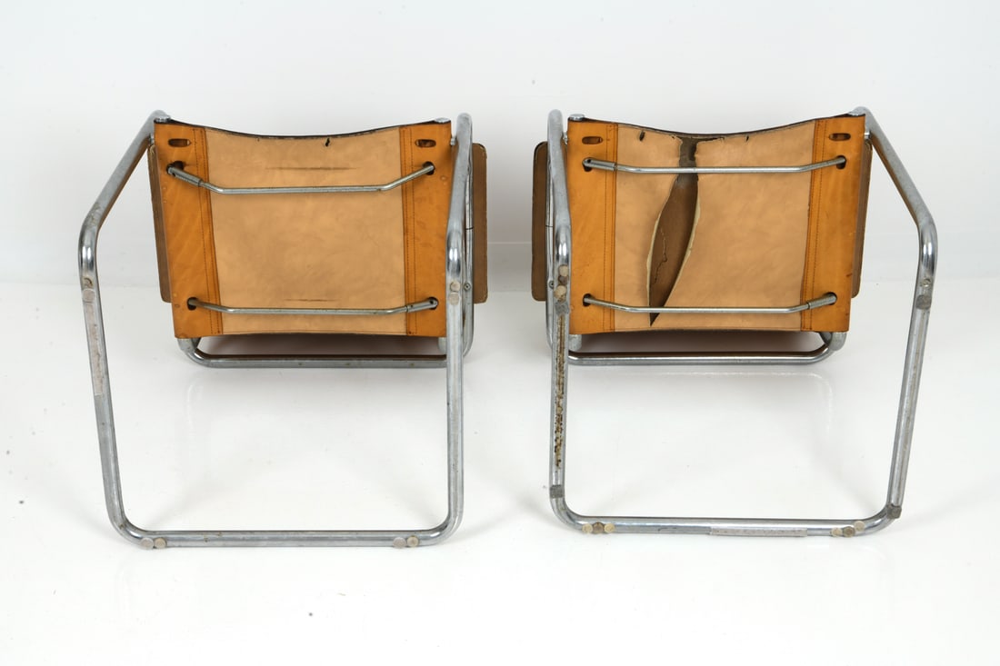 PAIR STAM & WEGNER STYLE ITALIAN LEATHER CHAIRS - 12