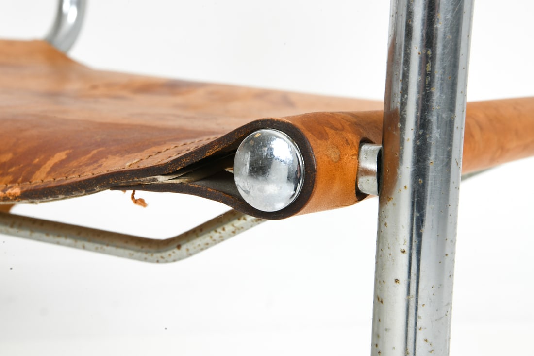 PAIR STAM & WEGNER STYLE ITALIAN LEATHER CHAIRS - 5