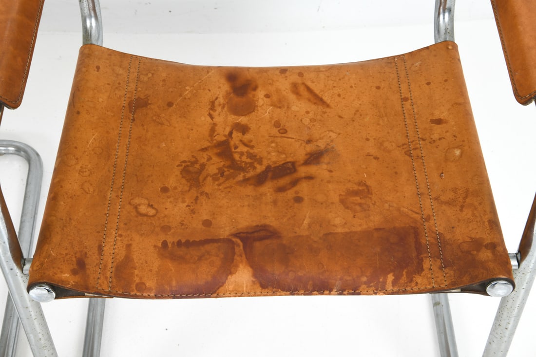 PAIR STAM & WEGNER STYLE ITALIAN LEATHER CHAIRS - 8