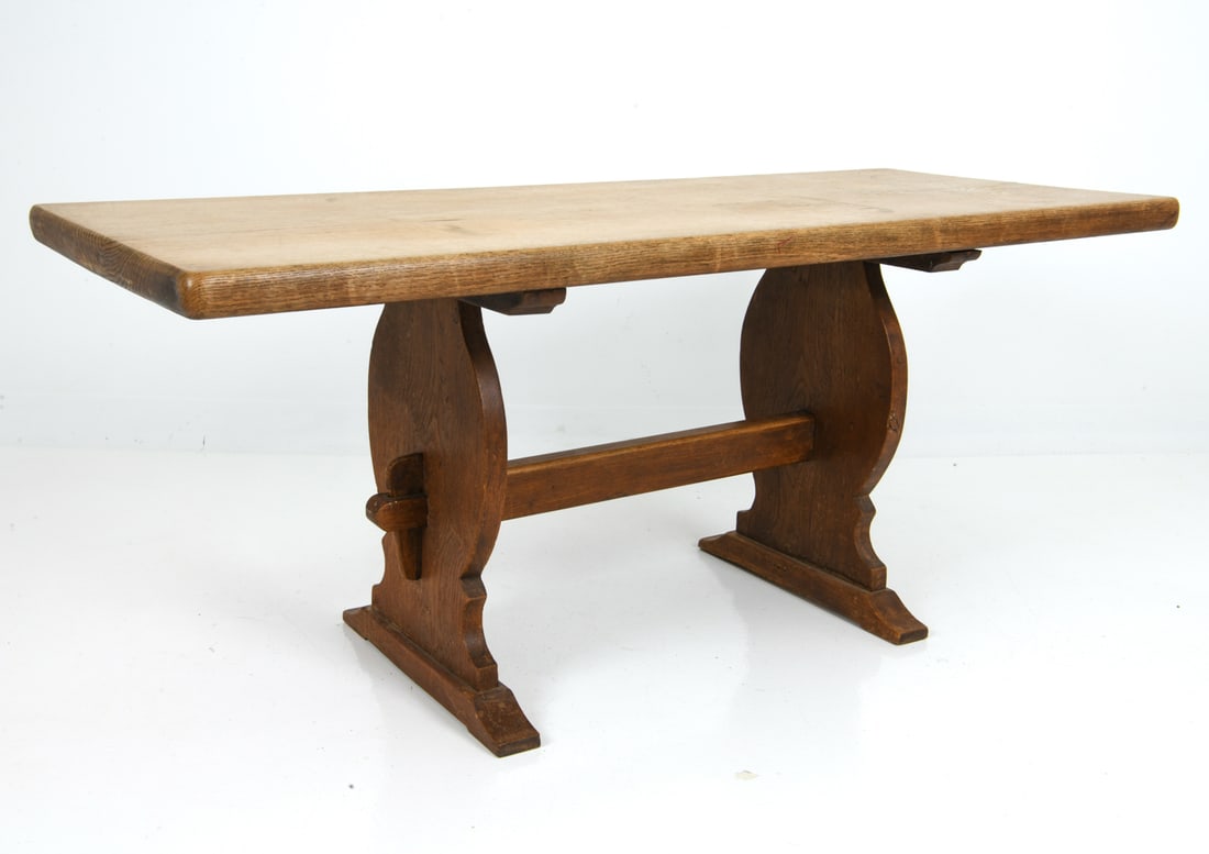REFECTORY STYLE SCANDINAVIAN OAK DINING TABLE - 6