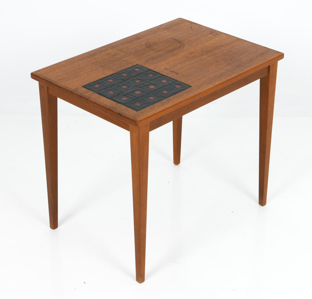 DANISH TEAK & TILE SIDE TABLE C. 1960S (1 of 12)