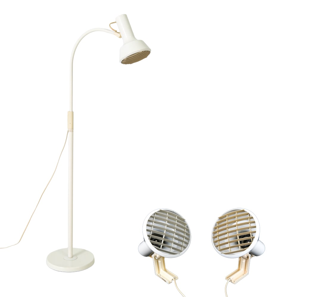 FAGERHULTS BELYSNING DANISH FLOOR LAMP 1970S: Tagged underneath. Comes with two extra Ligh fixtures that mount to the lamp pole if desired. Denmark, circa 1970s. Dimensions: H 50.25" x W 10.25" x D 22.5" Sconce: H 8.25" x W 6" x D 7.25"