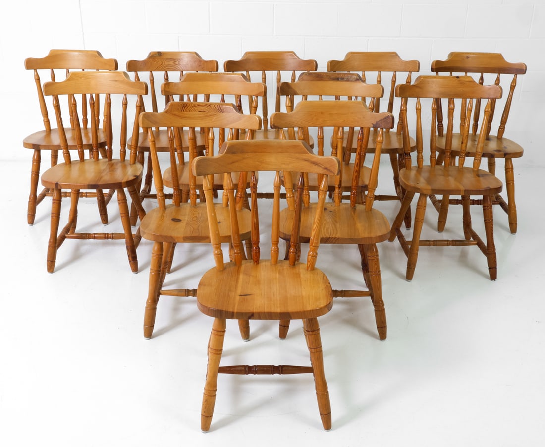 (12) SWEDISH PINE DINING CHAIRS C. 1960S (1 of 15)