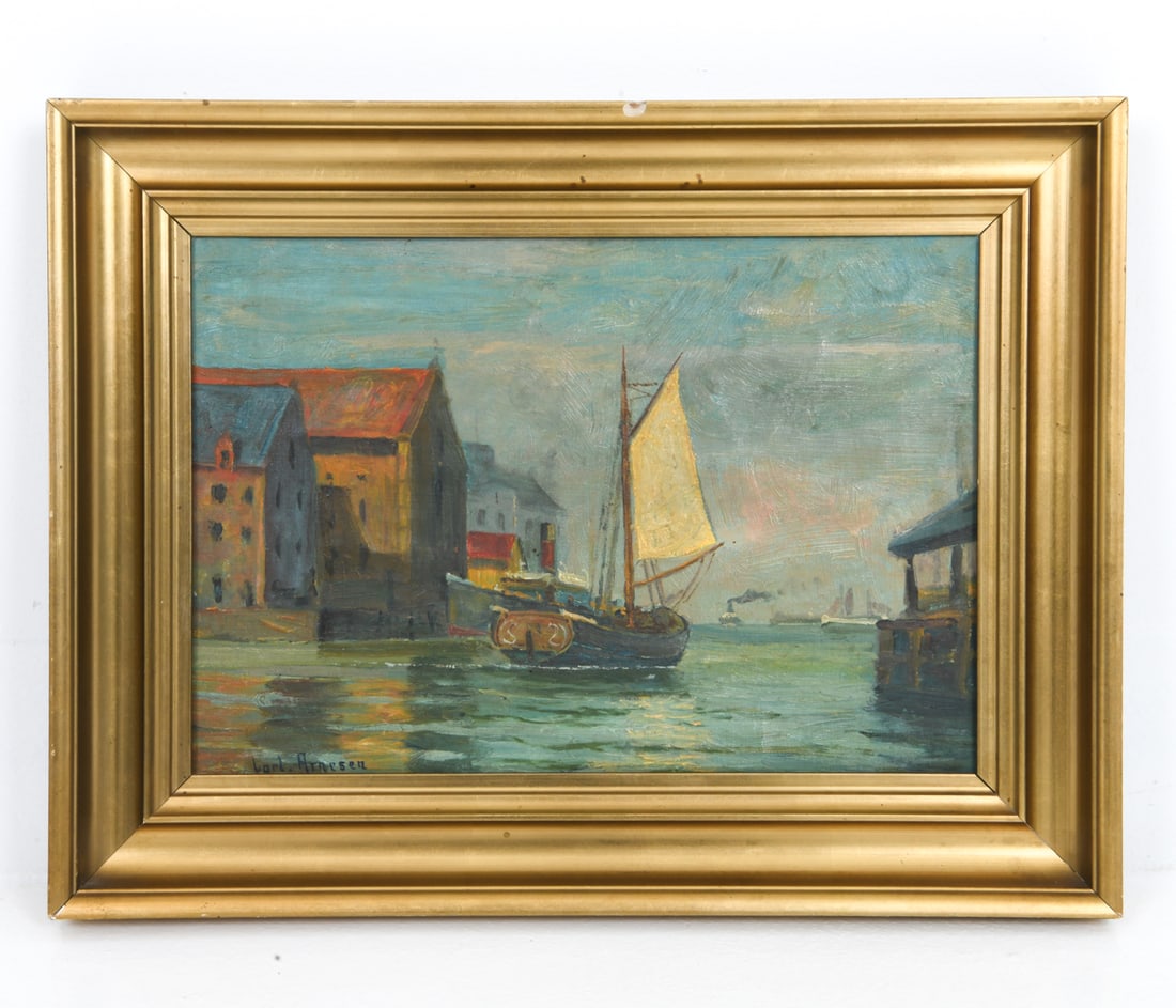 CARL ARNESEN WATER VIEW OF COPENHAGEN O/C (1 of 5)