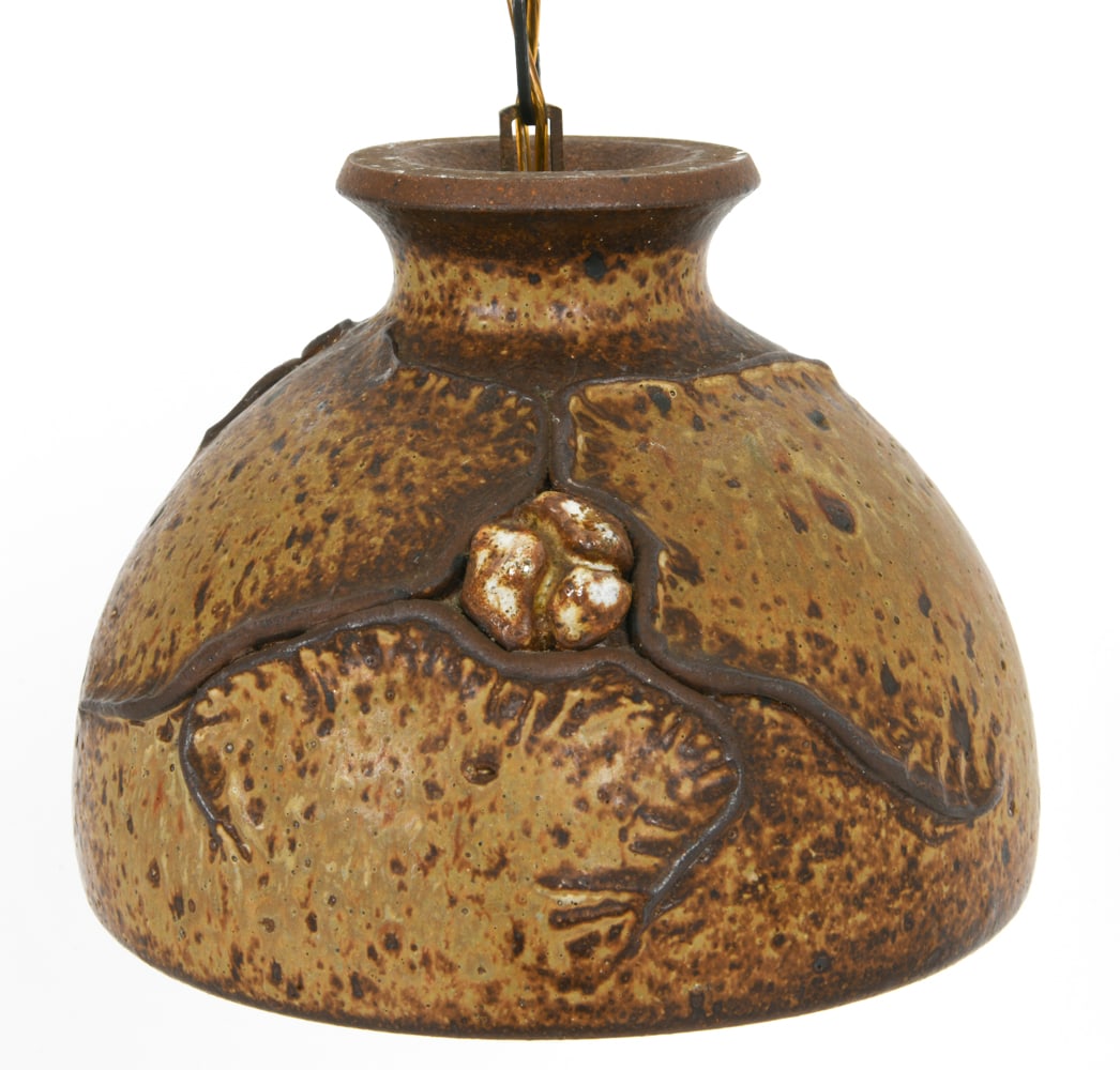 DANISH CERAMIC PENDANT LAMP CIRCA 1960'S: Denmark, circa 1960's. Dimensions: H 6.5" x Dia. 8.75" Condition: Not Tested, Wear consistent with age and use including faint rubs.