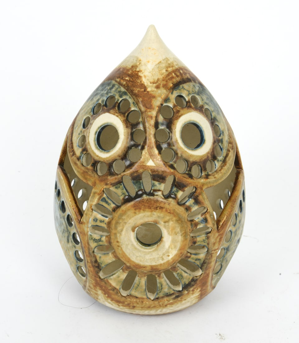 SOHOLM STENTOJ DANISH CERAMIC OWL CANDLE LAMP (1 of 10)