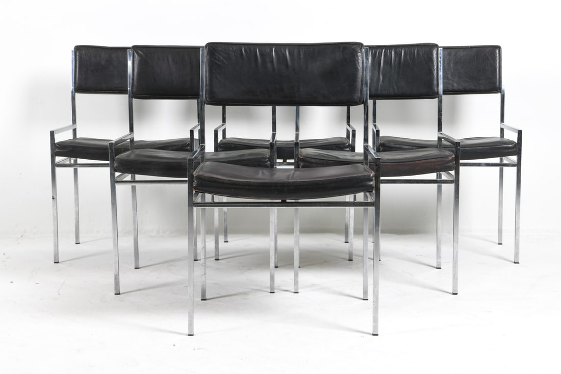 (6) GEORG PETERSENS LEATHER & CHROME DINING CHAIRS (1 of 10)