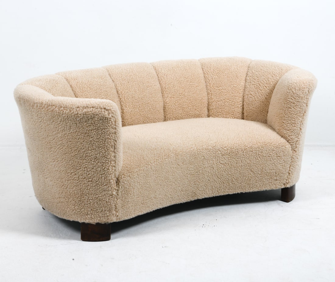 FLEMMING LASSEN STYLE DANISH LAMBSWOOL BANANA SOFA (1 of 8)