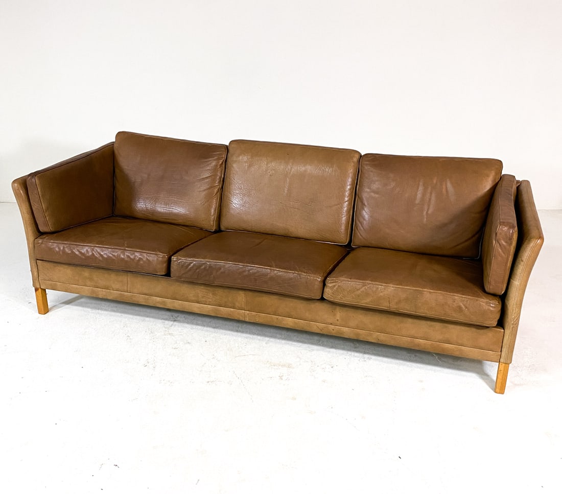 ATTR. MOGENS HANSEN DANISH LEATHER SOFA C. 1970S (1 of 15)