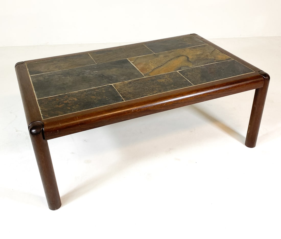 GANGSO MOBLER MAHOGANY & STONE COFFEE TABLE 1970S (1 of 12)