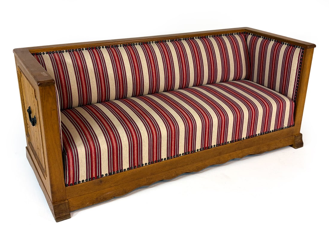 BEIDERMEIER STYLE DANISH OAK SOFA C. 1960S (1 of 14)