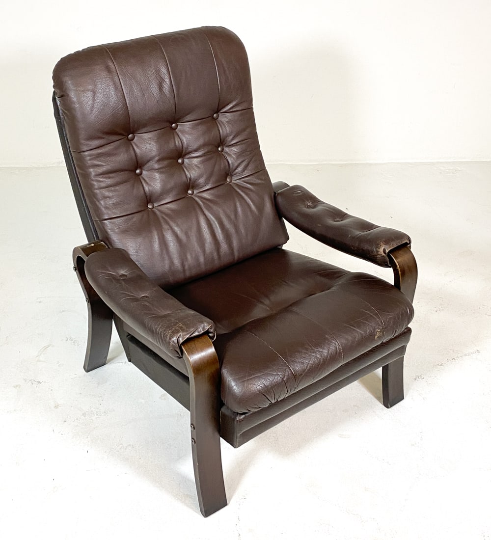 EKORNES STYLE SCANDINAVIAN LEATHER LOUNGE CHAIR (1 of 18)