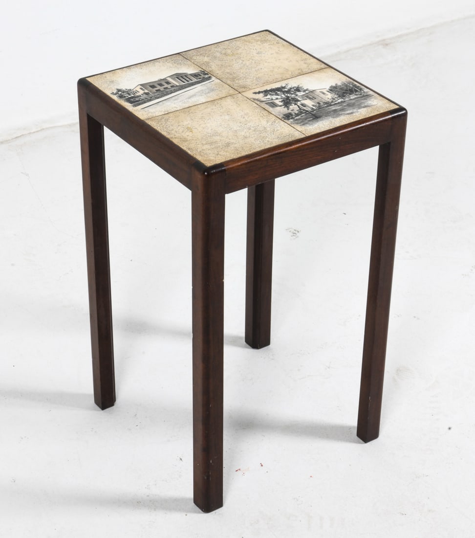 DANISH BEECH & TILE SIDE TABLE C. 1960S (1 of 11)