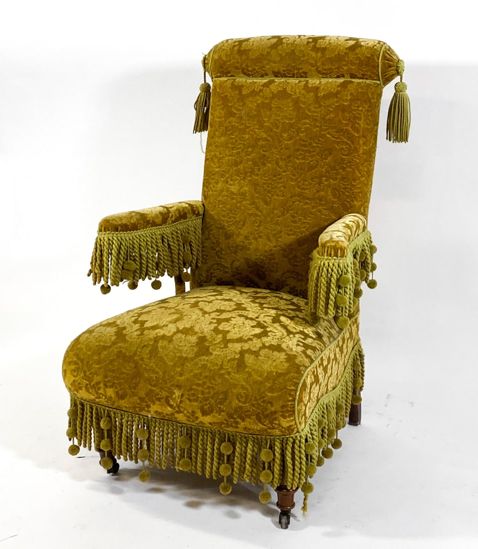 NAPOLEAON III STYLE EUROPEAN MOHAIR LOUNGE CHAIR (1 of 20)