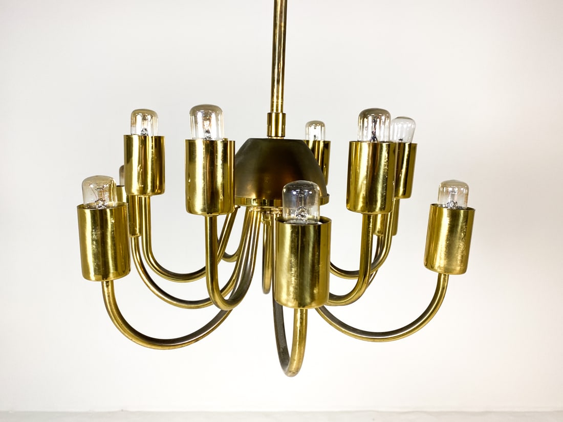 HANS AGNE JAKOBSSON BRASS CHANDELIER C. 1970S (1 of 18)