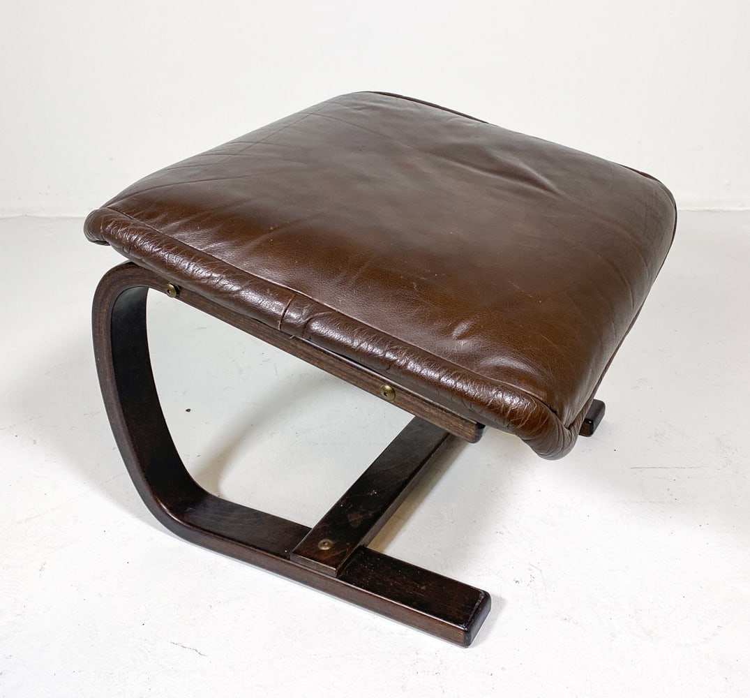 DANISH BEECH & LEATHER OTTOMAN C. 1960S (1 of 14)