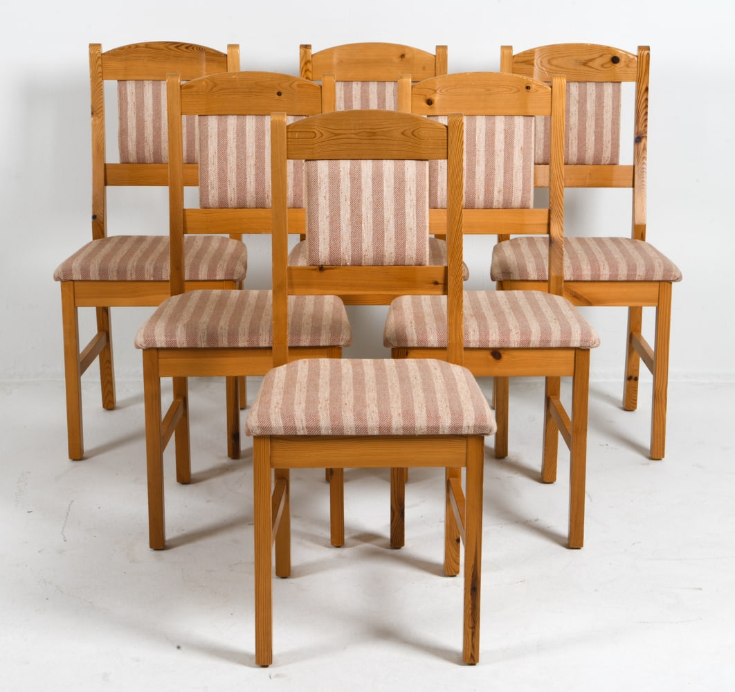 (6) SWEDISH PINE DINING CHAIRS C. 1970S (1 of 7)