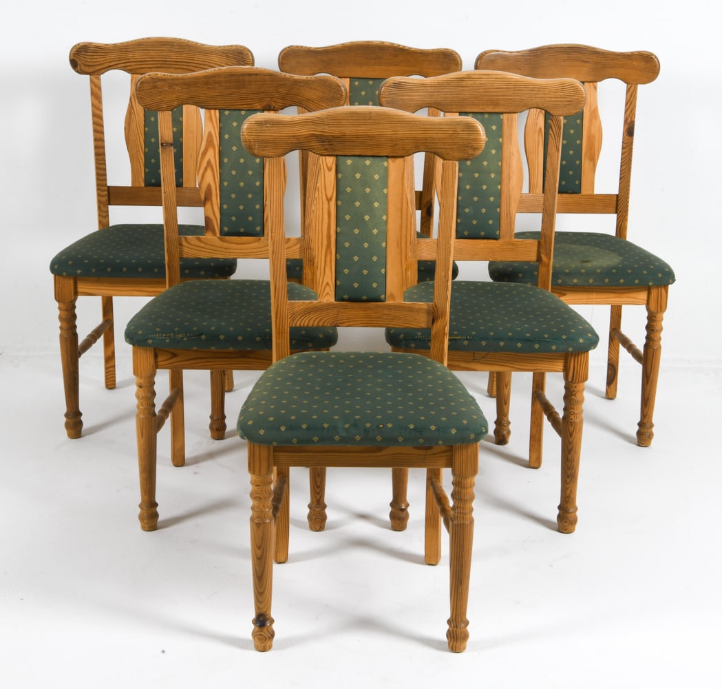 (6) SWEDISH PINE DINING CHAIRS C. 1970S (1 of 9)