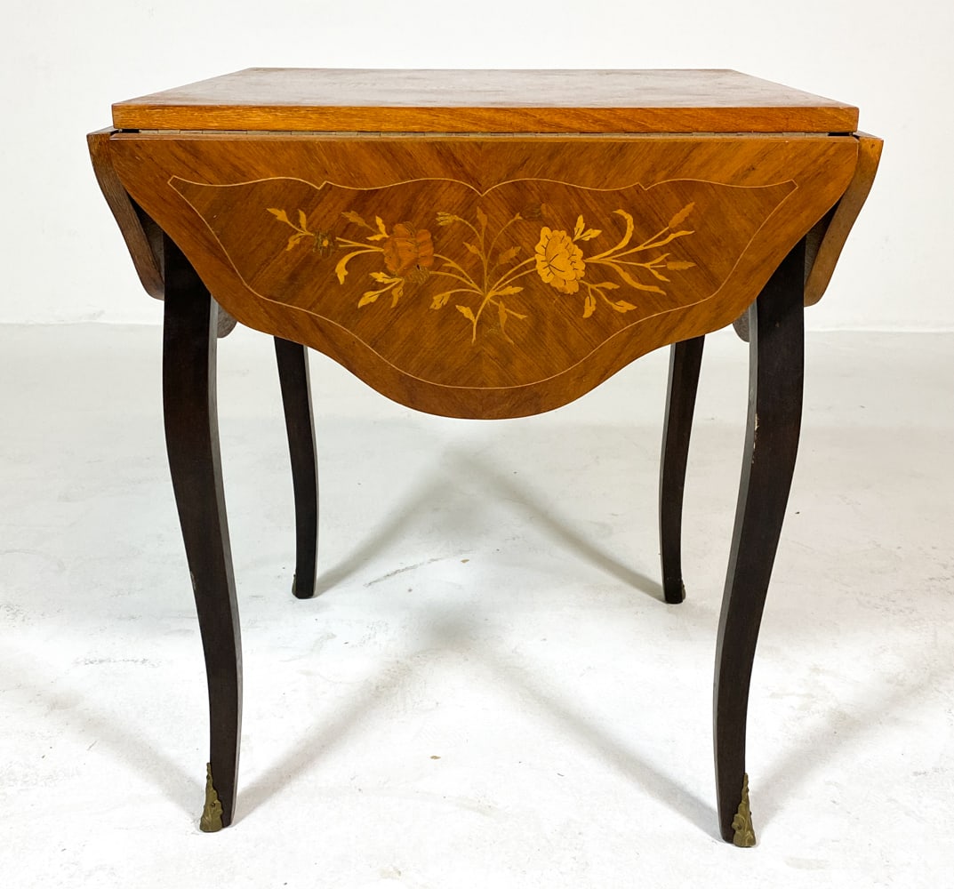 LOUIS XV STYLE SATINWOOD INLAID SIDE TABLE C. 1960 (1 of 13)