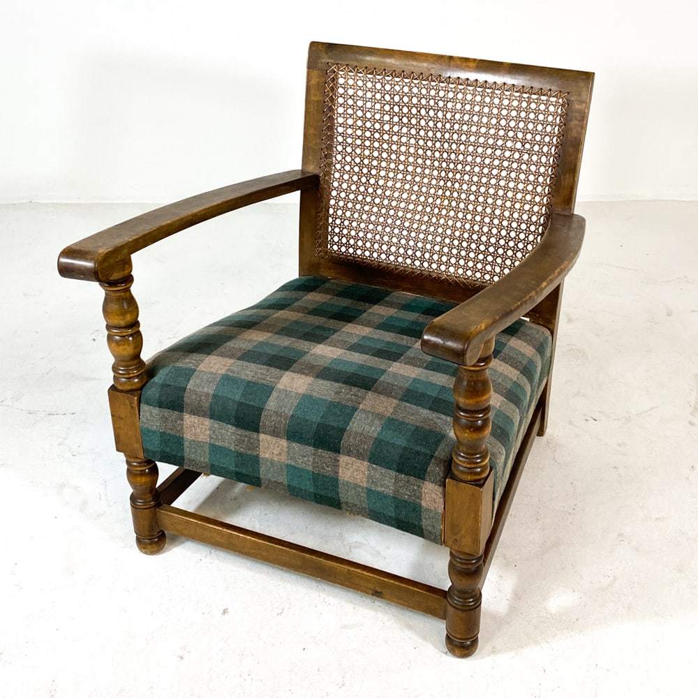 SCANDINAVIAN OAK & CANE LOUNGE CHAIR C. 1960S (1 of 14)
