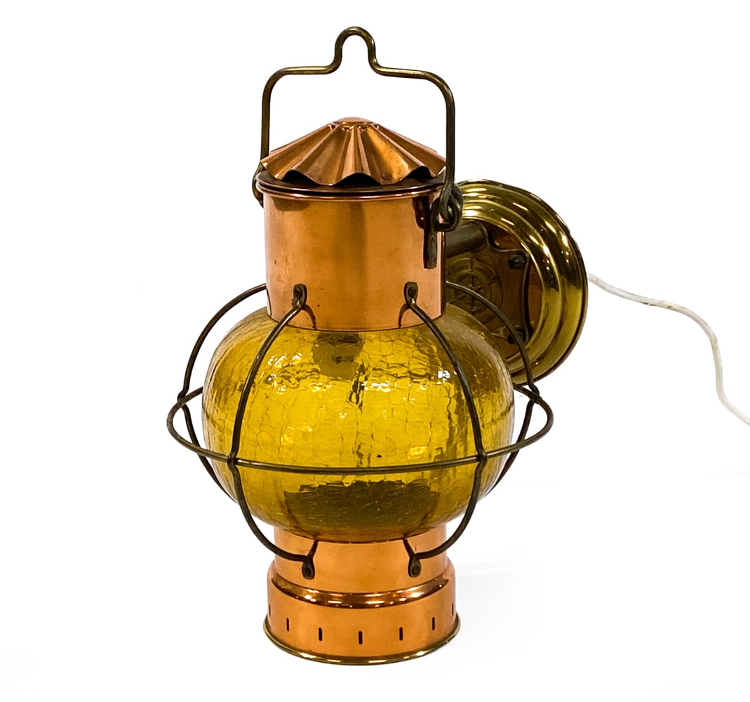 MID-CENTURY BRASS & COPPER NAUTICAL ONION SCONCE (1 of 14)