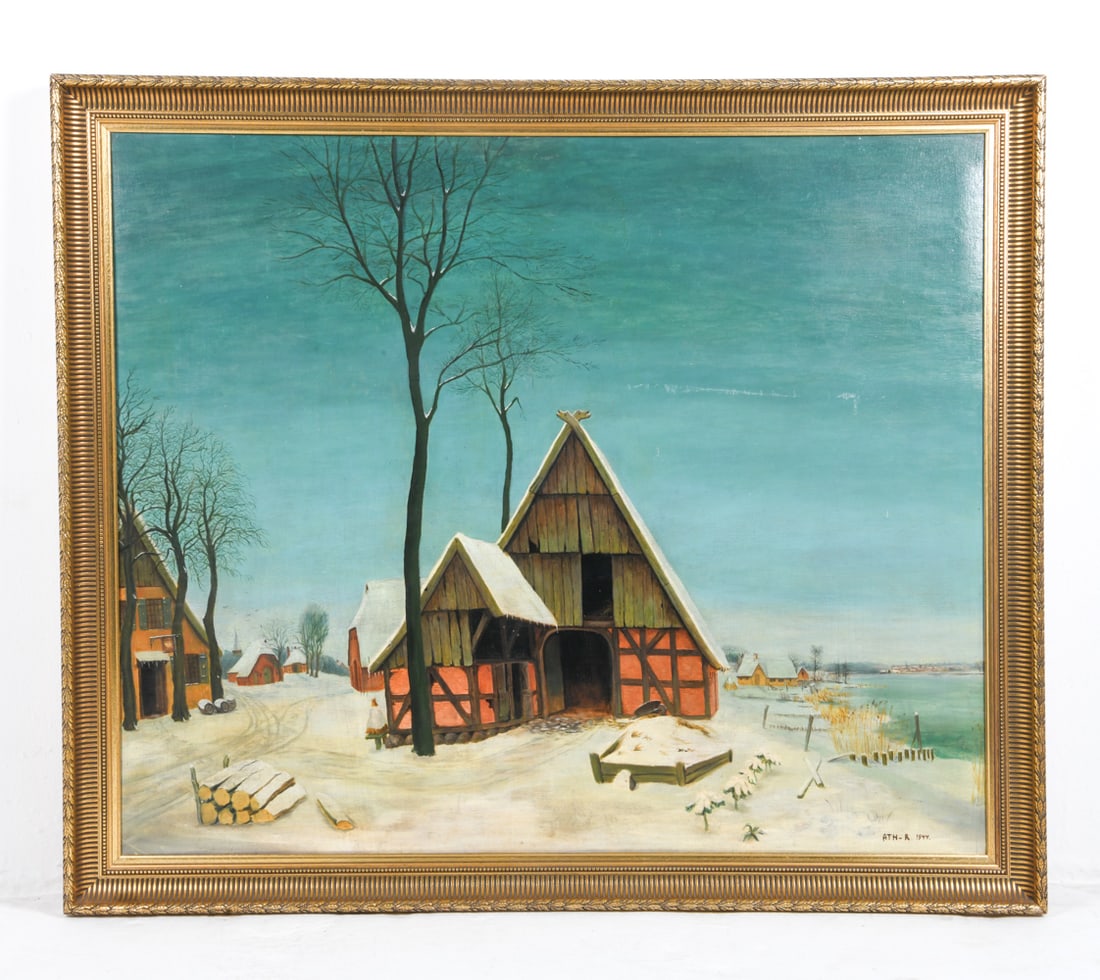 DANISH LANDSCAPE WITH HOUSE O/B 1944 (1 of 6)