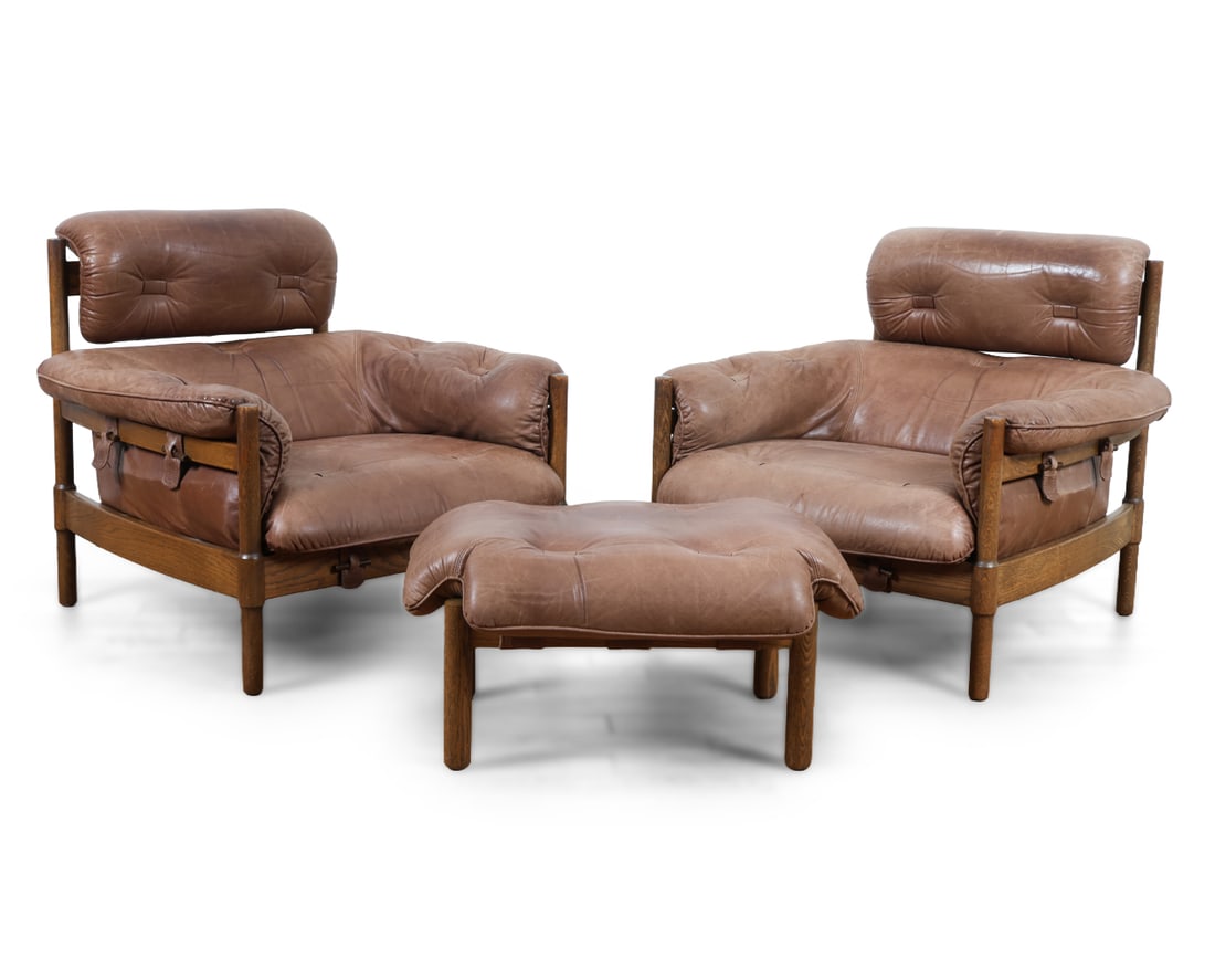 ARNE NORELL STYLE SWEDISH LEATHER ARMCHAIRS 1960S (1 of 15)