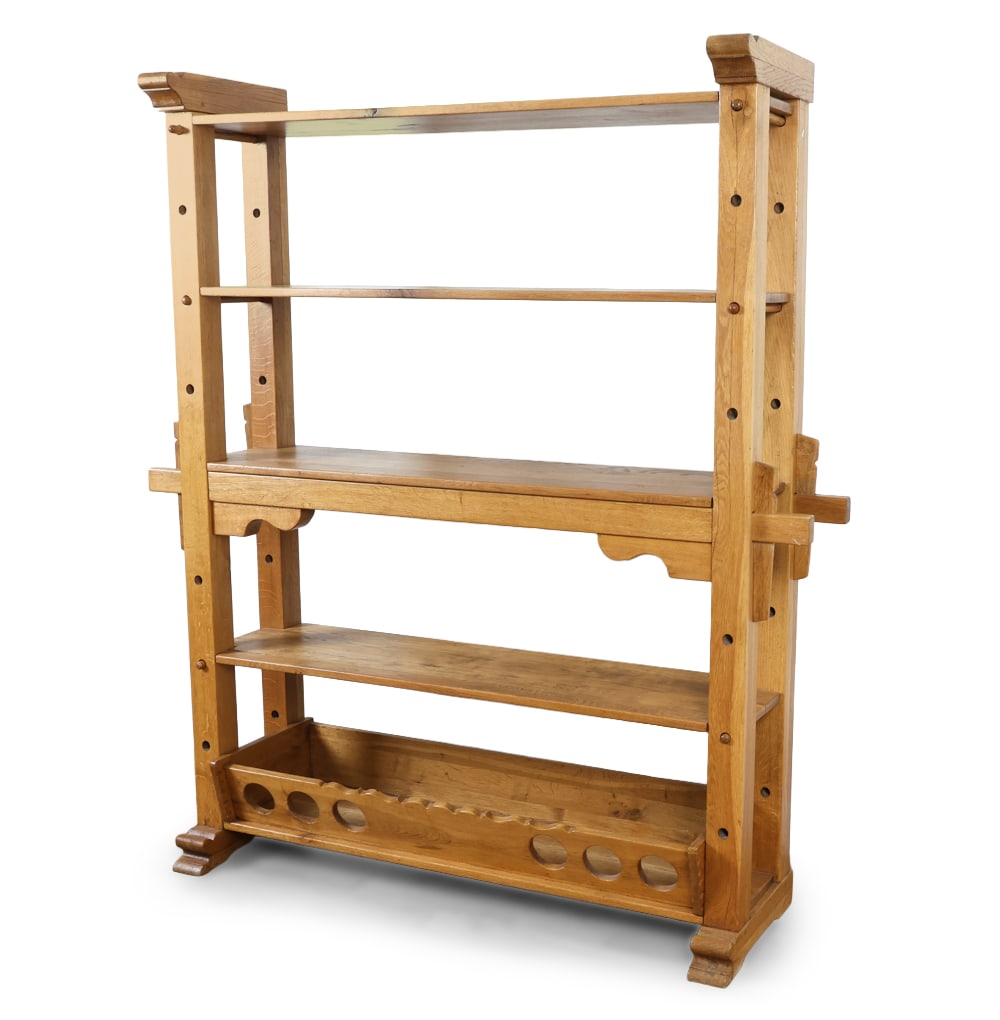 BRUTALIST DUTCH OAK ETAGERE SHELF C.1970S (1 of 19)