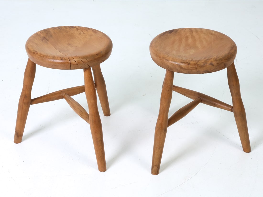 PAIR OF SCANDINAVIAN OAK STOOLS C. 1950S (1 of 14)