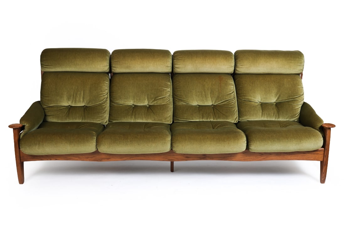 ERIC MERTHEN STYLE OAK SOFA C. 1970S (1 of 6)