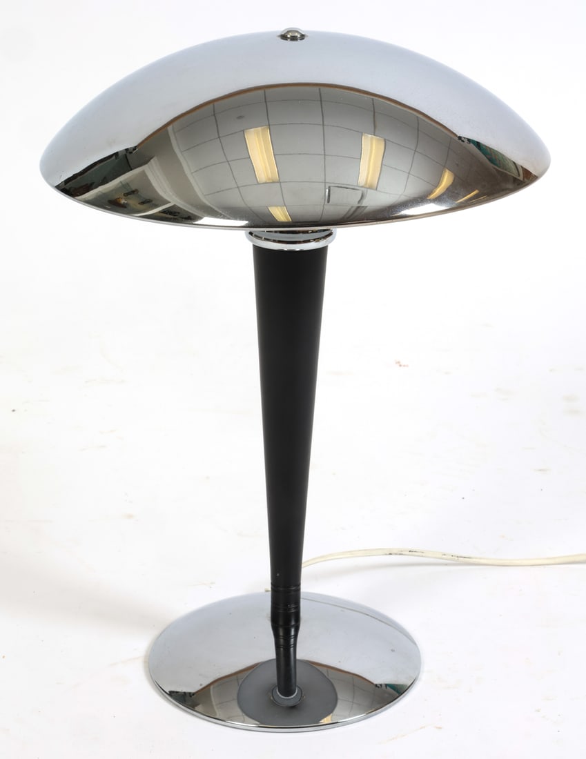 OLLE LUNDBERG SWEDISH CHROME TABLE LAMP C. 1980S (1 of 9)