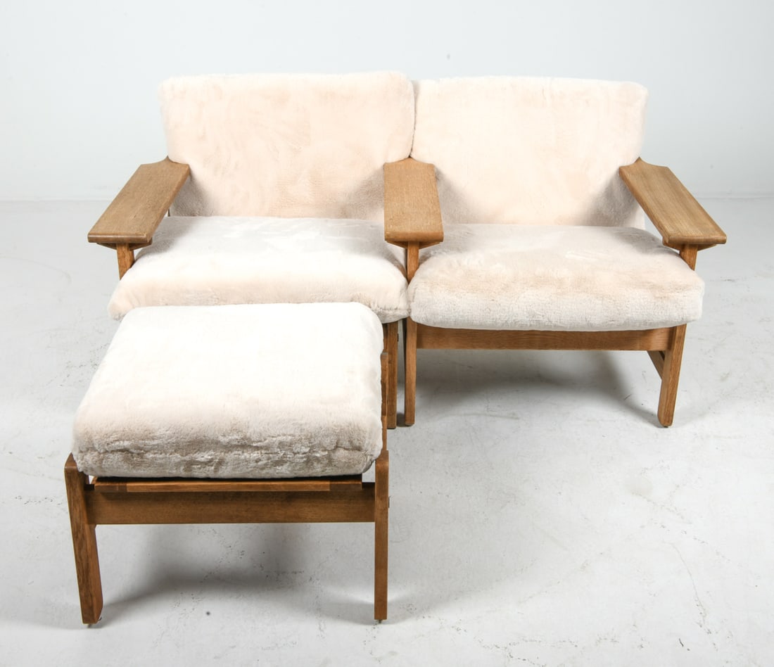 PAIR OF ASKEL DAHL OAK LOUNGE CHAIRS & OTTOMAN (1 of 20)