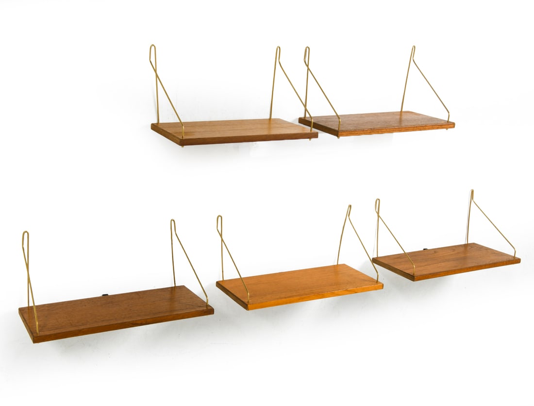 GROUPING OF DANISH TEAK WALL SHELVES C. 1960S (1 of 6)