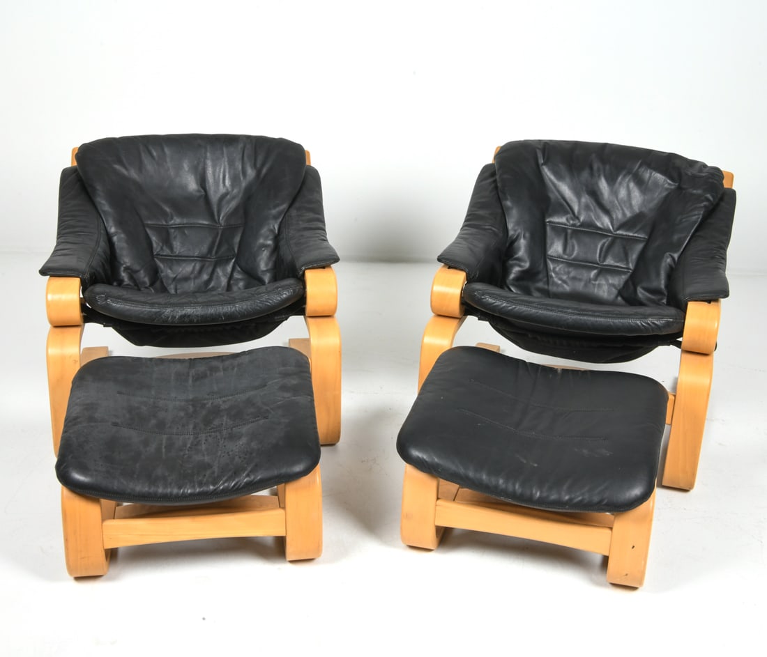 PAIR OF SVEND SKIPPER 'APOLLO' CHAIRS & OTTOMANS (1 of 1)