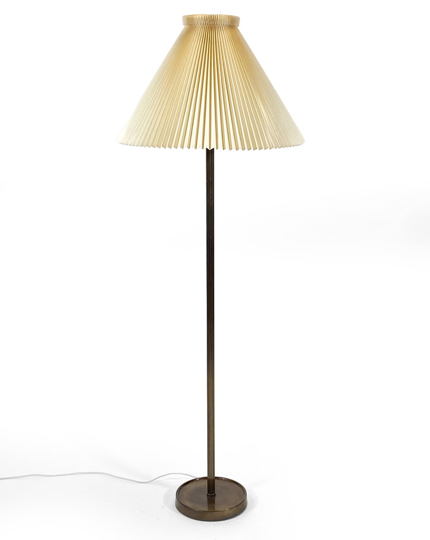 DANISH BRASS FLUTED COLUMN FLOOR LAMP C. 1970S (1 of 10)