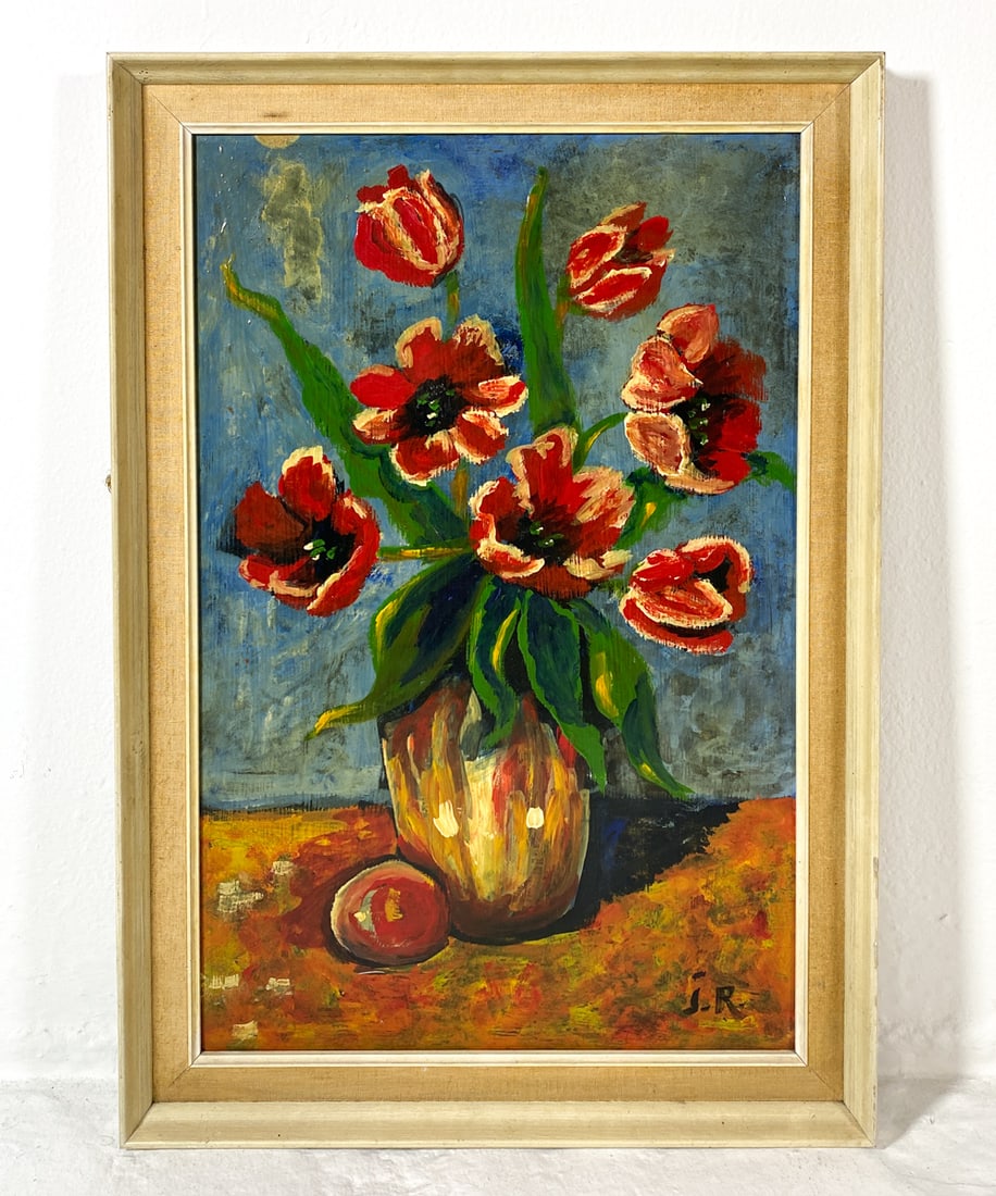 JENS RAVN (20TH C.) STILL LIFE FLOWERS O/B (1 of 10)
