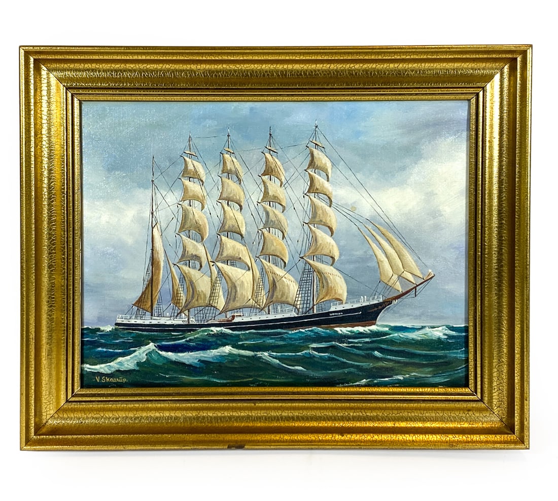 V. SKAARUP (20TH C.) TALL SHIP PAINTING O/C (1 of 5)