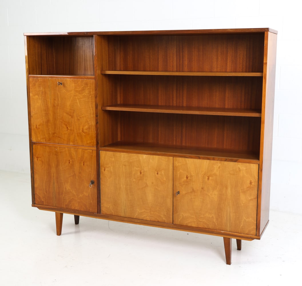 BYTOMSKIE POLISH WALNUT BOOKCASE CABINET C. 1960S (1 of 17)