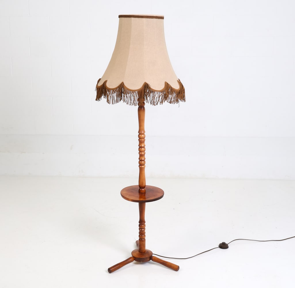 MID-CENTURY POLISH TURNED WOOD FLOOR LAMP C. 1960S (1 of 18)