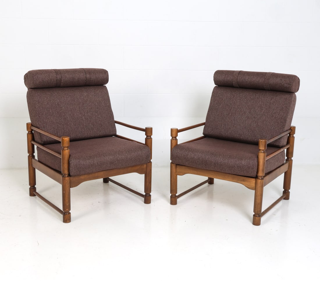 PAIR OF ZENON BACZYK POLISH BEECH LOUNGE CHAIRS (1 of 16)