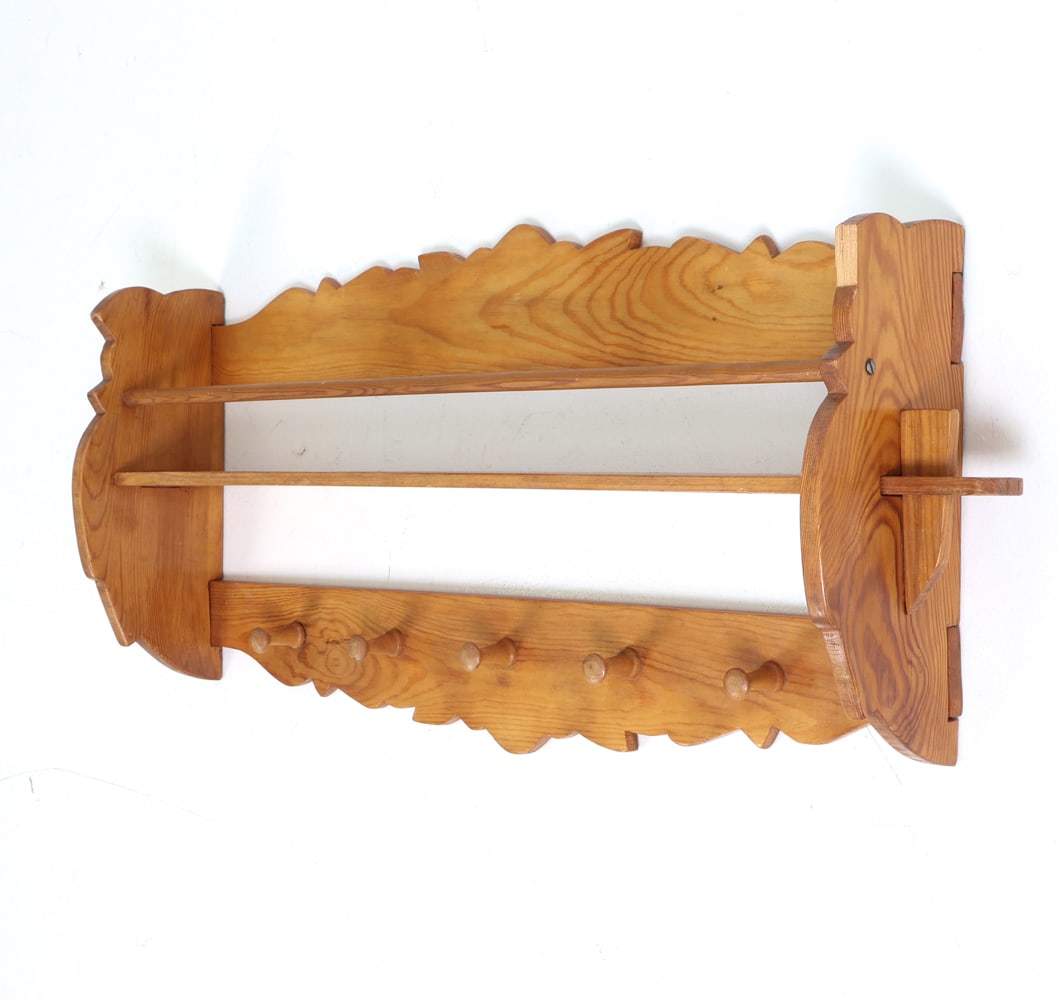 VINTAGE POILISH PINE WALL COAT RACK CIRCA 1970'S (1 of 15)
