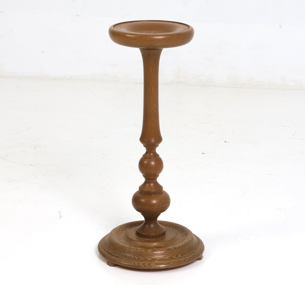MID-CENTURY GERMAN TURNED OAK PEDESTAL STAND (1 of 12)