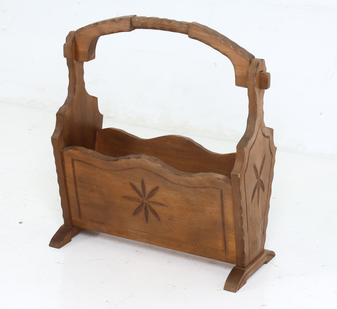 POLISH OAK MAGAZINE RACK C. 1970S (1 of 14)