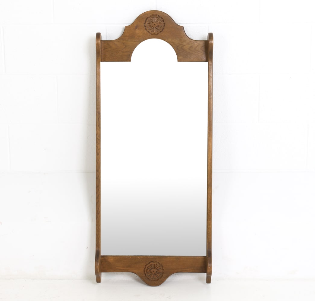 ARTS & CRAFTS STYLE POLISH OAK MIRROR C. 1950S (1 of 12)